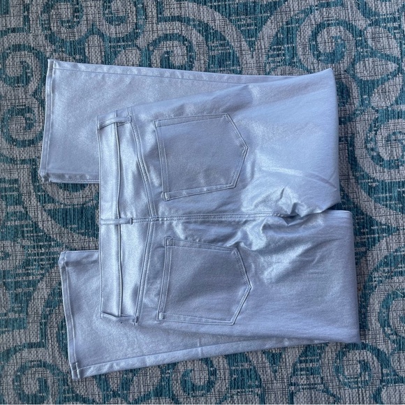 Ann Taylor Loft Coated High Rise Straight Jeans in Silver Metallic - Picture 4 of 10